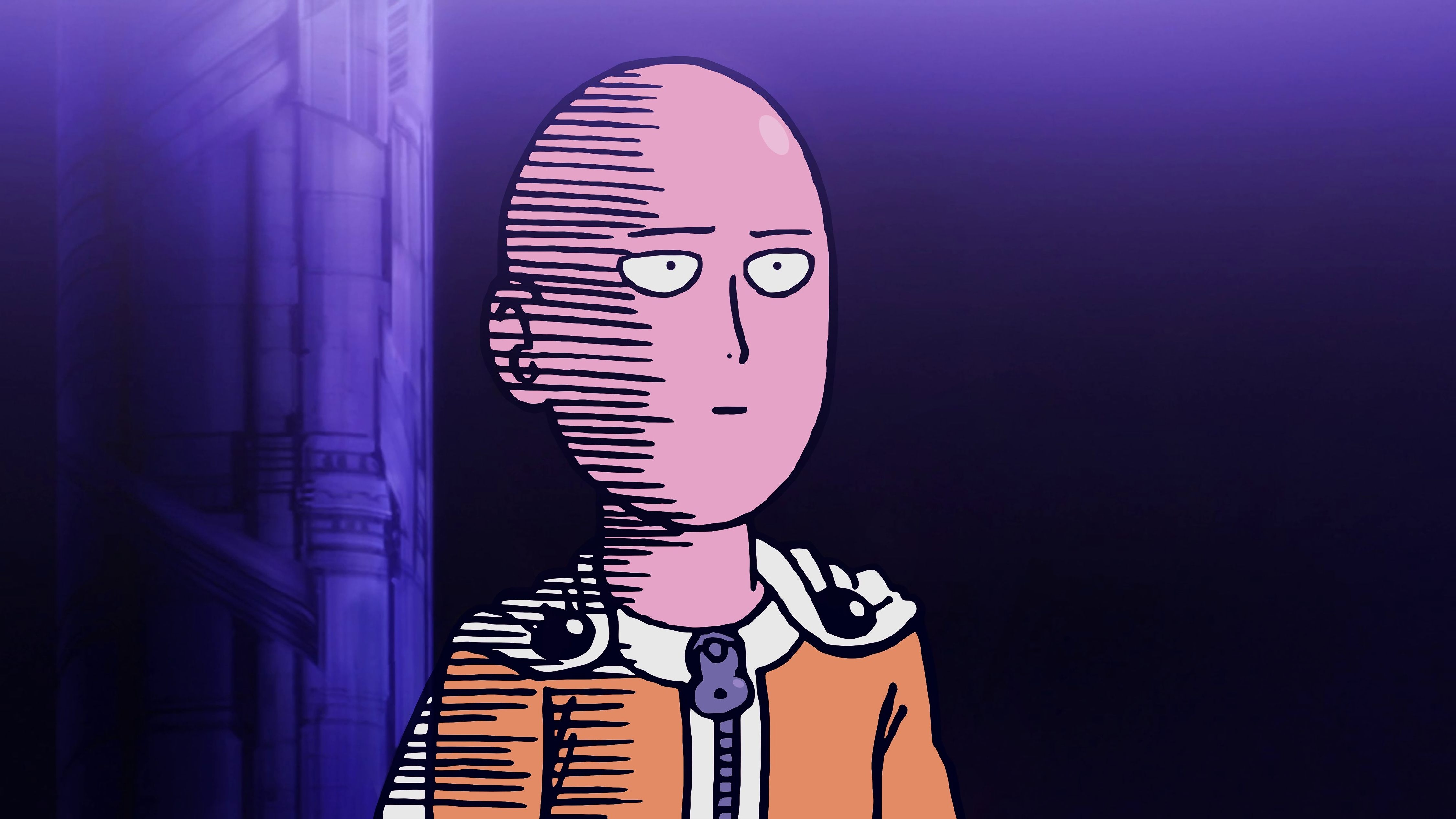 Saitama quieto mirando la nada