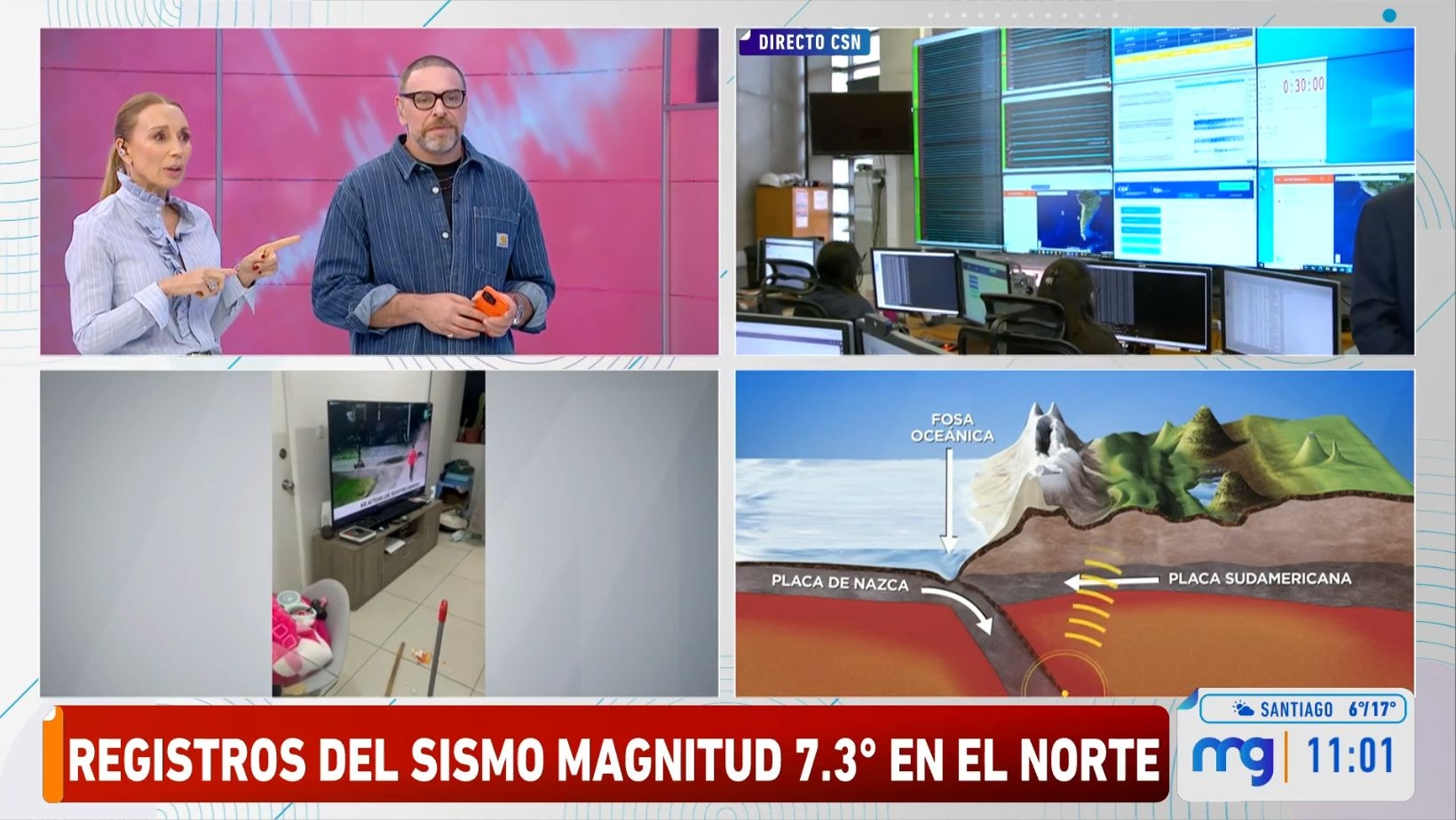 Registros del sismo en el norte de Chile