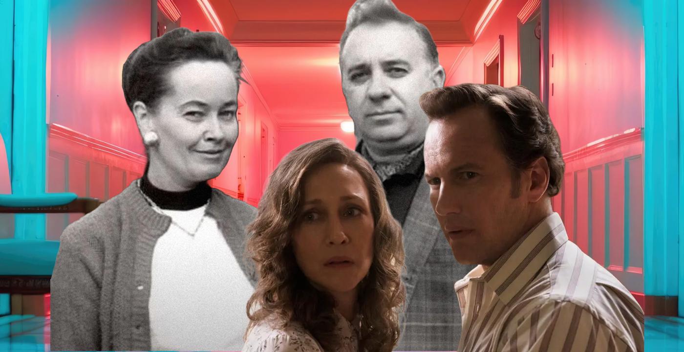 Lorraine y Ed Warren destrás de Vera Farmiga y Patrick Wilson