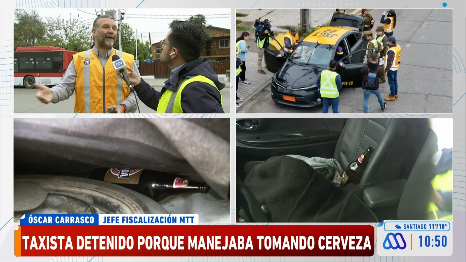 Taxista con botellas de alcohol