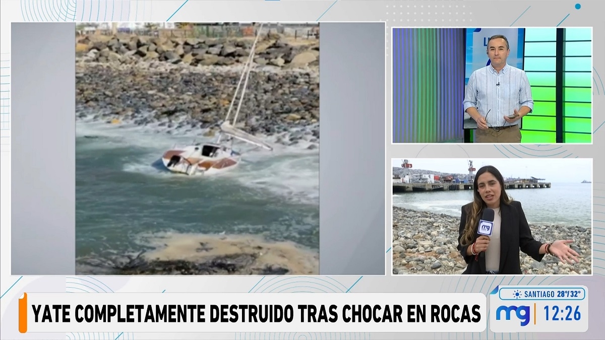 Yate contra las rocas