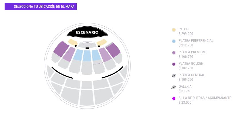 Entradas disponibles para la noche del 24 de febrero. Captura de pantalla hecha el 21 de febrero