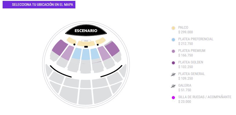 Entradas disponibles para la noche del 27 de febrero. Captura de pantalla hecha el 21 de febrero