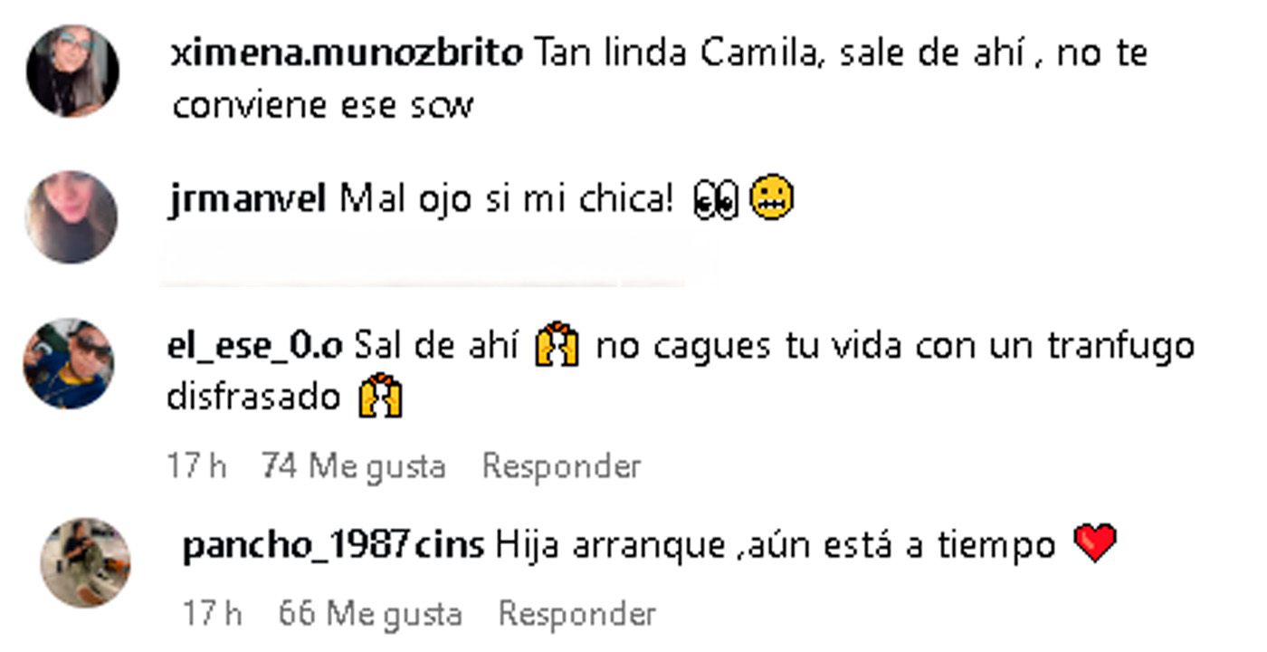 Comentarios en publicación de Camila Andrade
