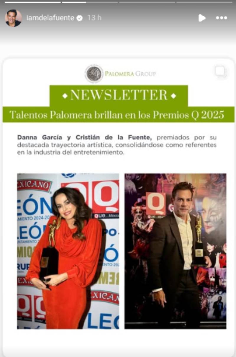 Cristián de la Fuente recibe destacado premio en México Su polola se