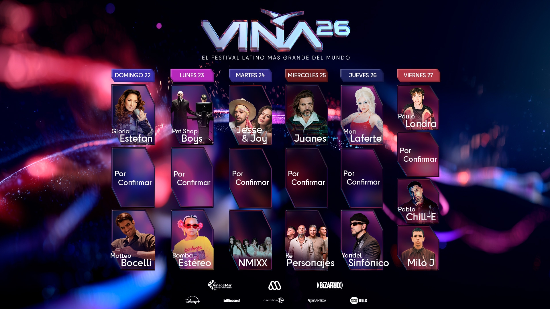 Line-Up del Festival de Viña del Mar