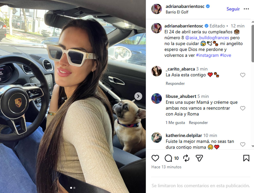 Adriana Barrientos y su perrita Asia