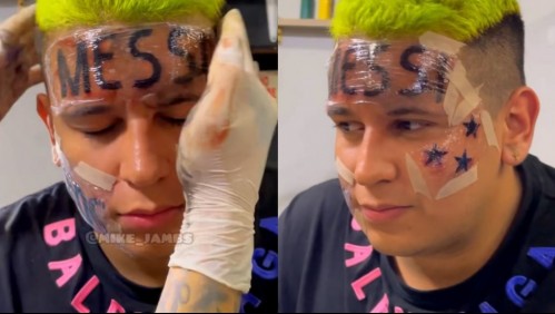 'He sido objeto de burlas': Se hizo un tatuaje en la frente con la palabra 'Messi' y ahora está arrepentido