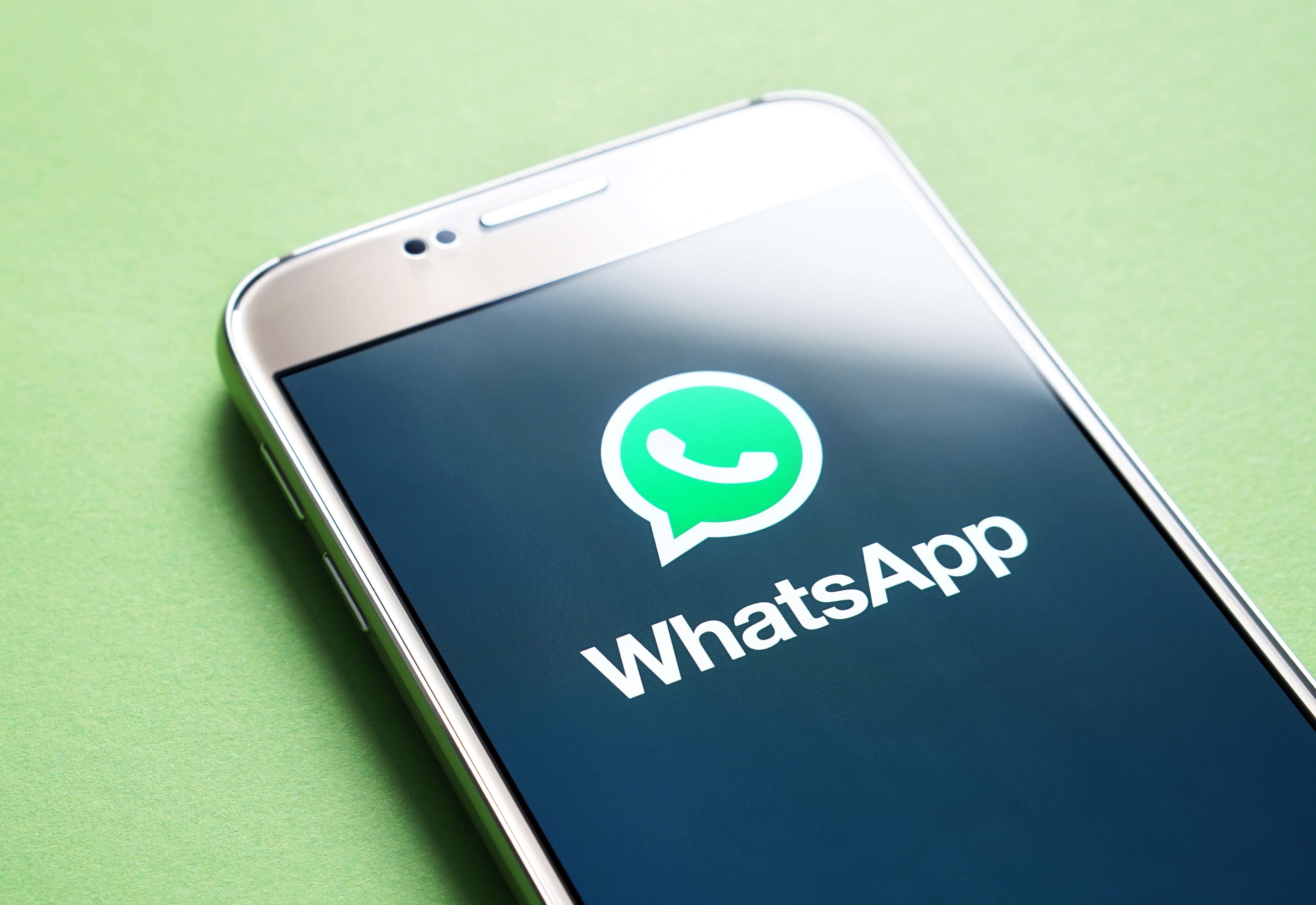 Logo WhatsApp en un teléfono celular (Shutterstock)