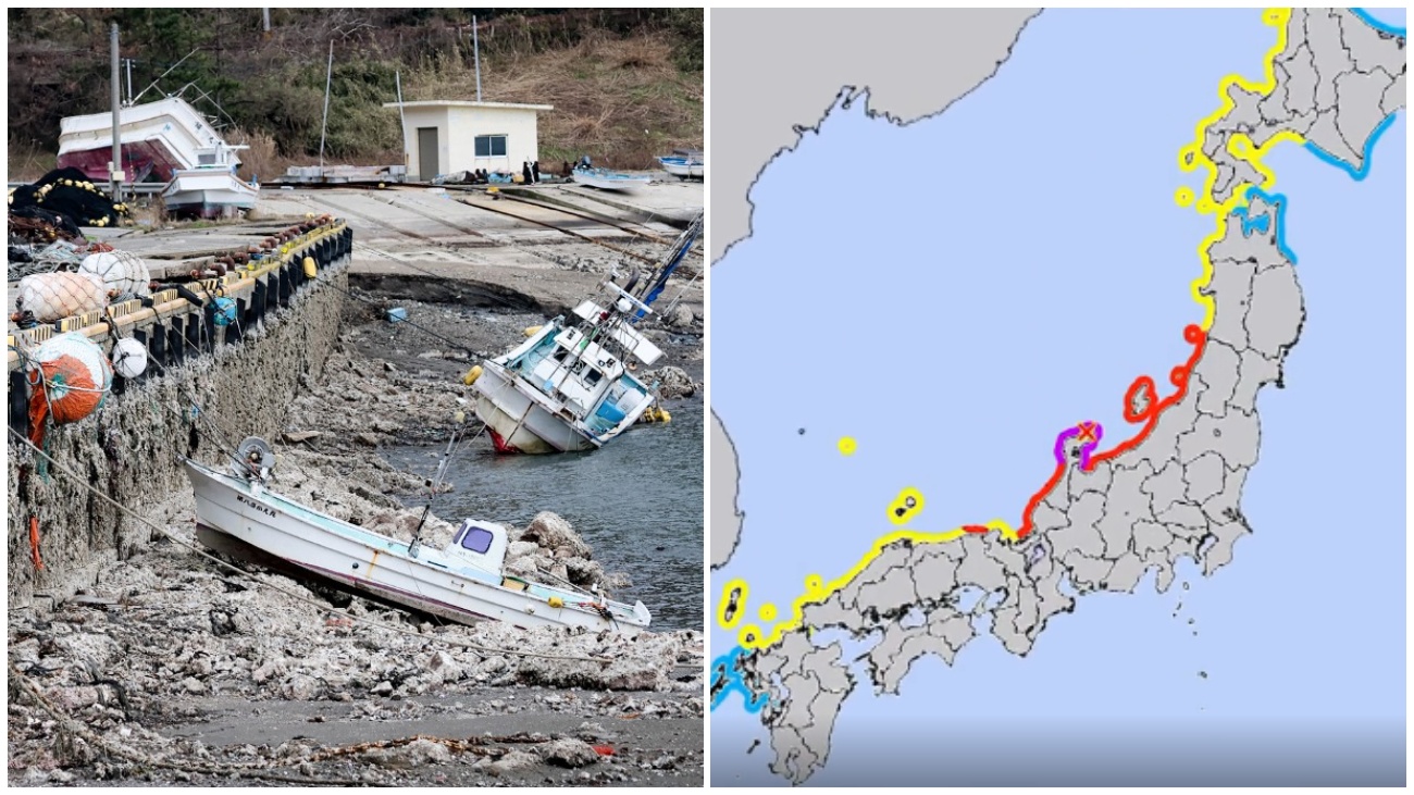 Costa de Japón tras terremoto 7.5 en febrero/Zona afectada por la alerta de 