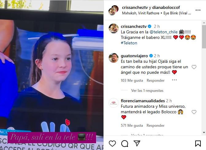 La Hija de Cristian Sánchez y Diana Bolocco apareció en pantalla