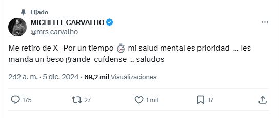 Mensaje de Michelle Carvalho