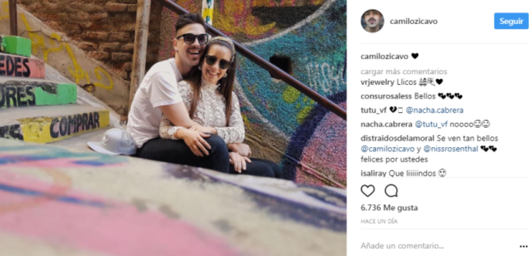 Publicación de 2017 en la que Camilo confirmó el romance