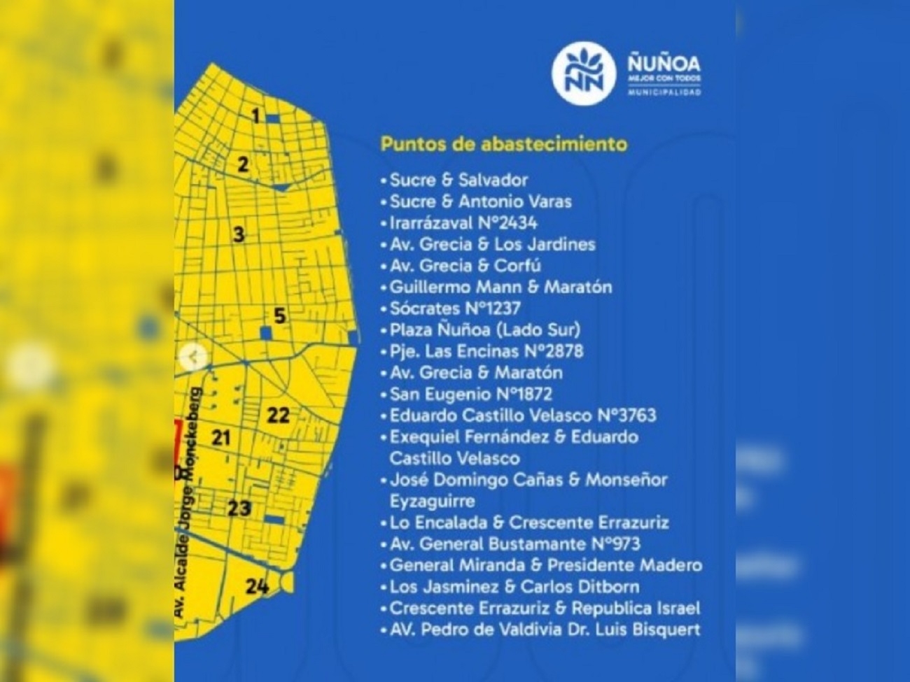 Los puntos de abastecimiento / Municipalidad de Ñuñoa