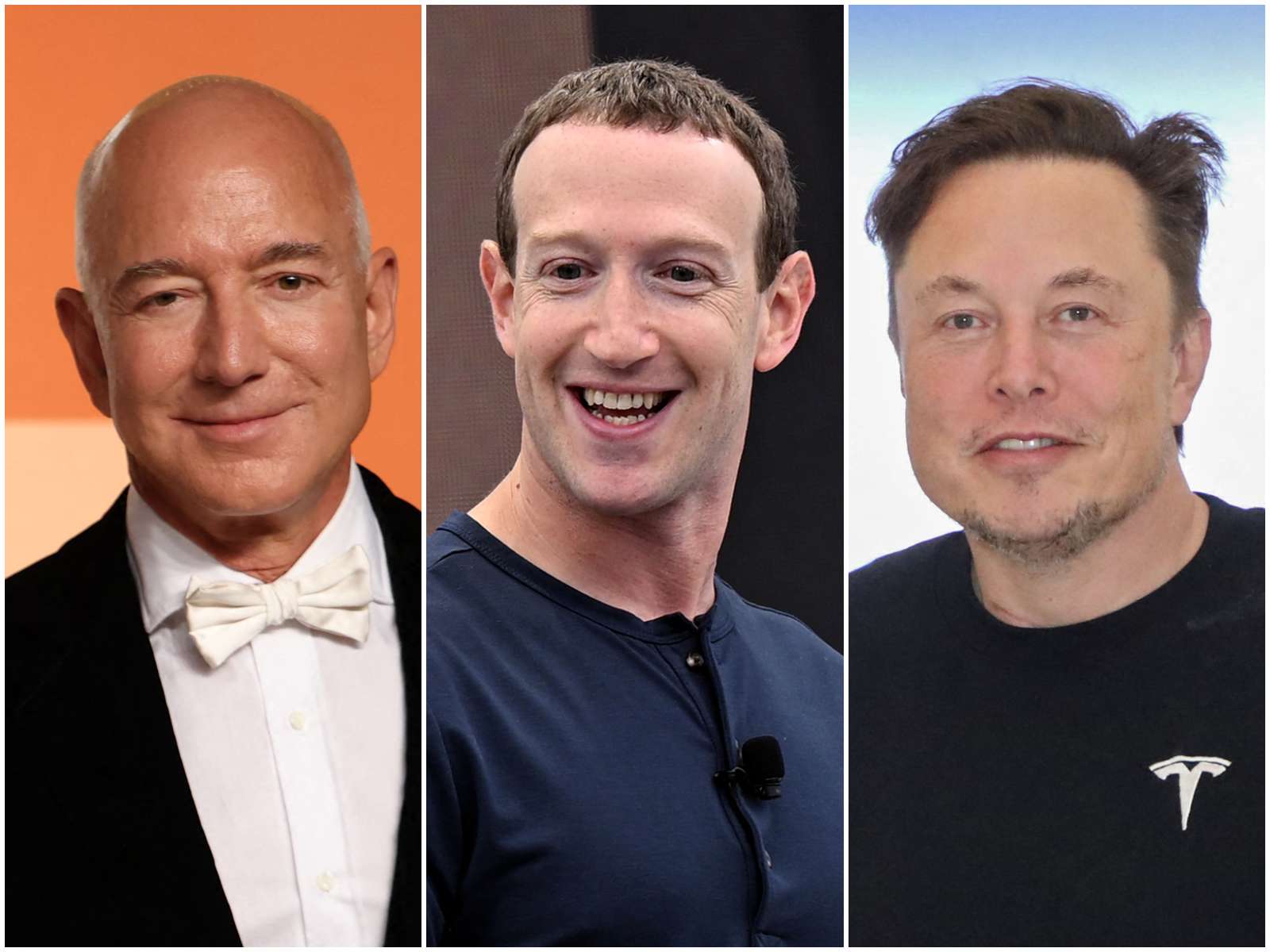 Jeff Bezos, Mark Zuckerberg y Elon Musk (AFP)