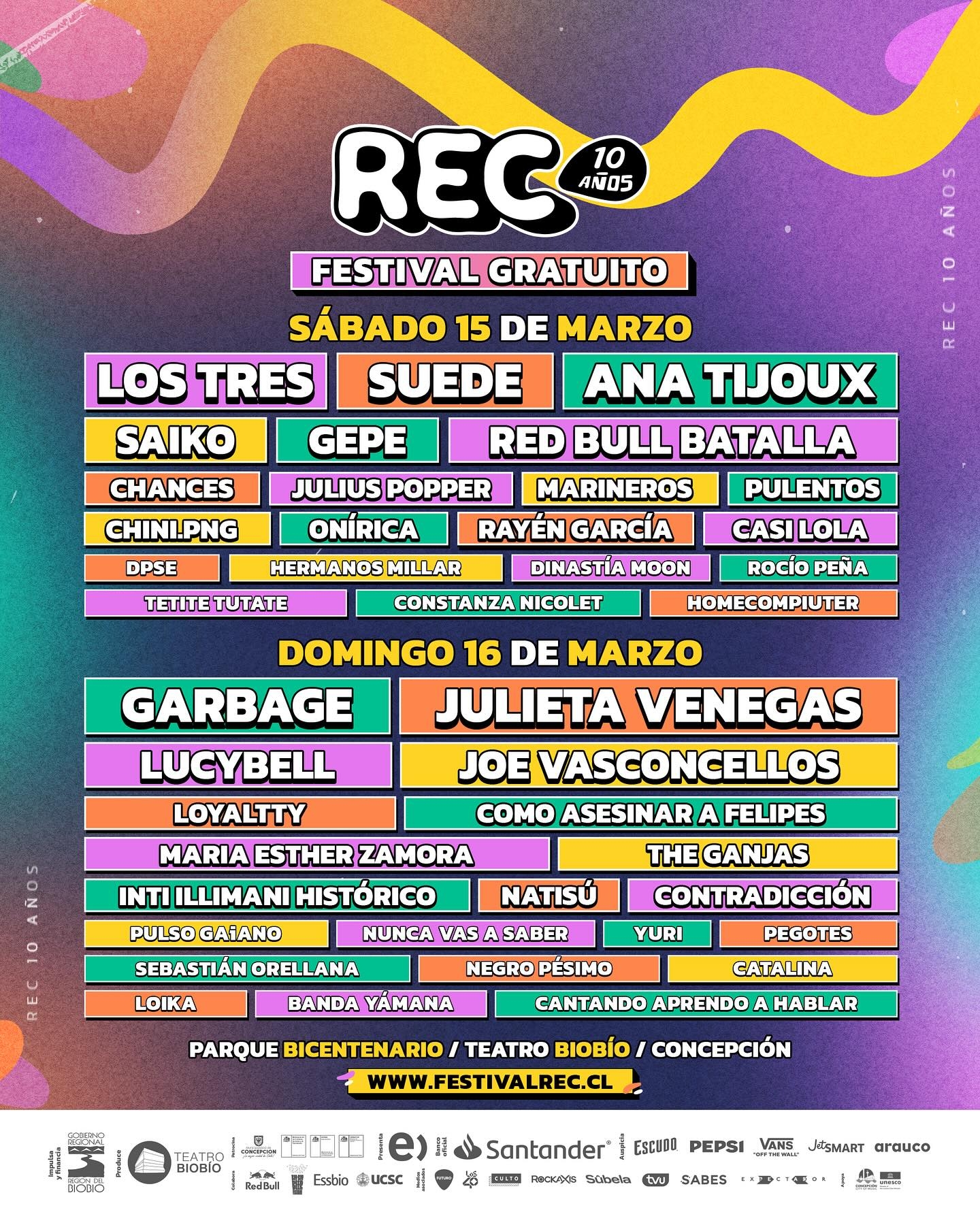 Line-up por día de Rock en Conce