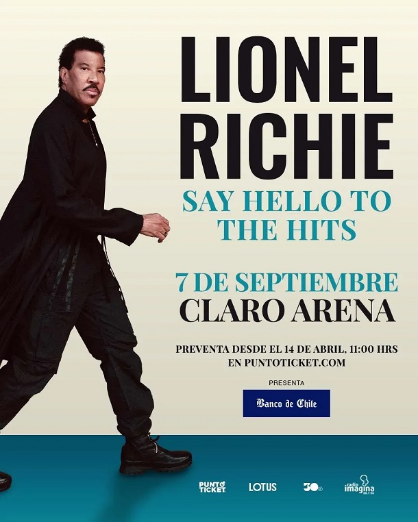 Afiche oficial del concierto de Lionel Richie en el Claro Arena (Lotus)