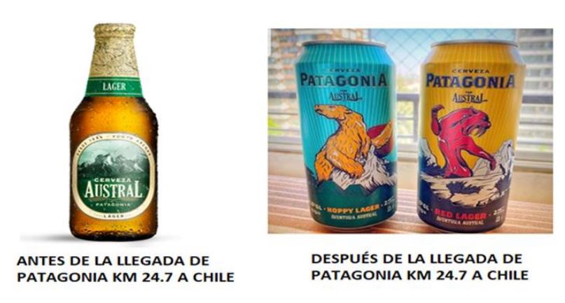 Cambios en la imagen de Cerveza Austral, expuesto en la demanda de Quilmes (foto: captura demanda)