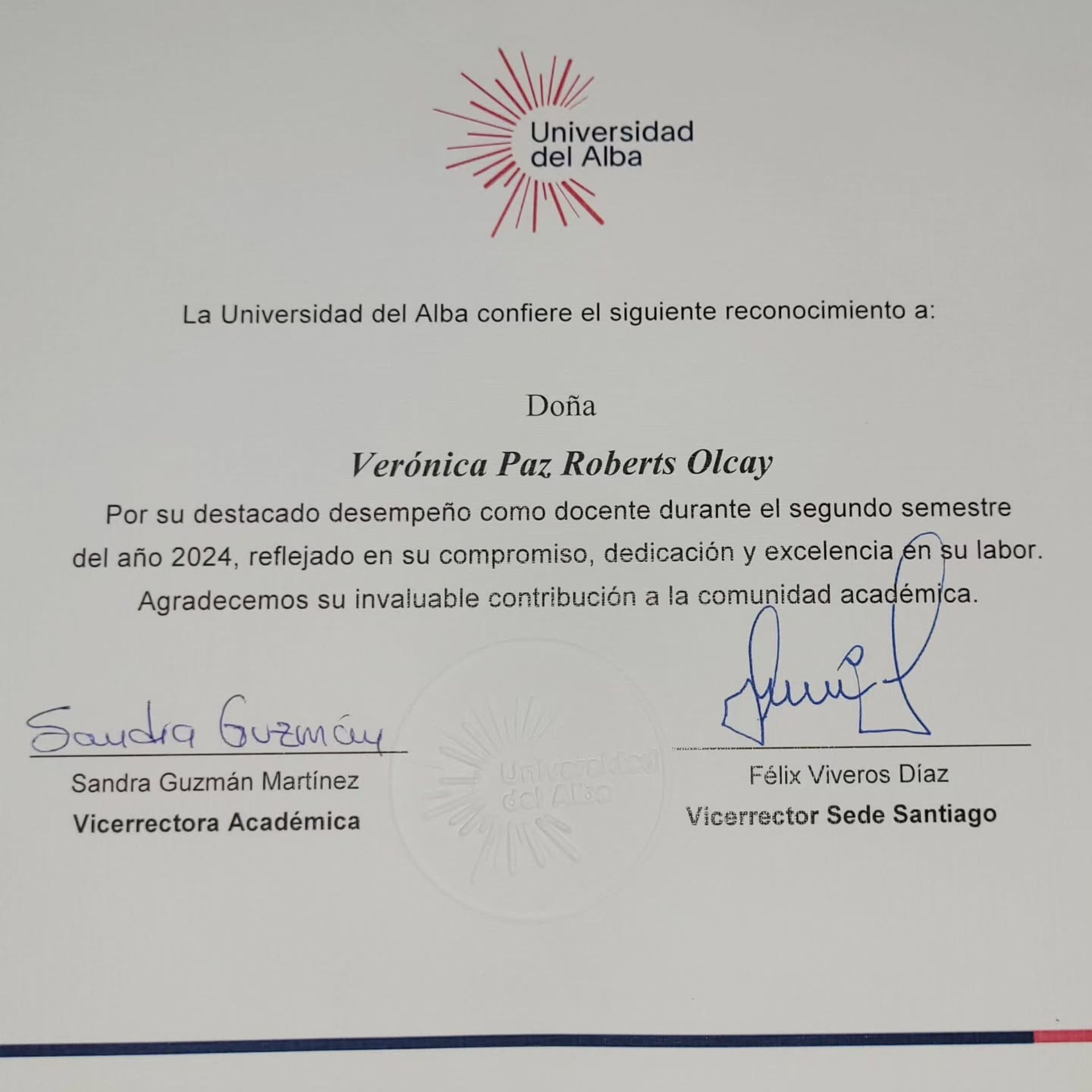 Diploma de Verónica Roberts