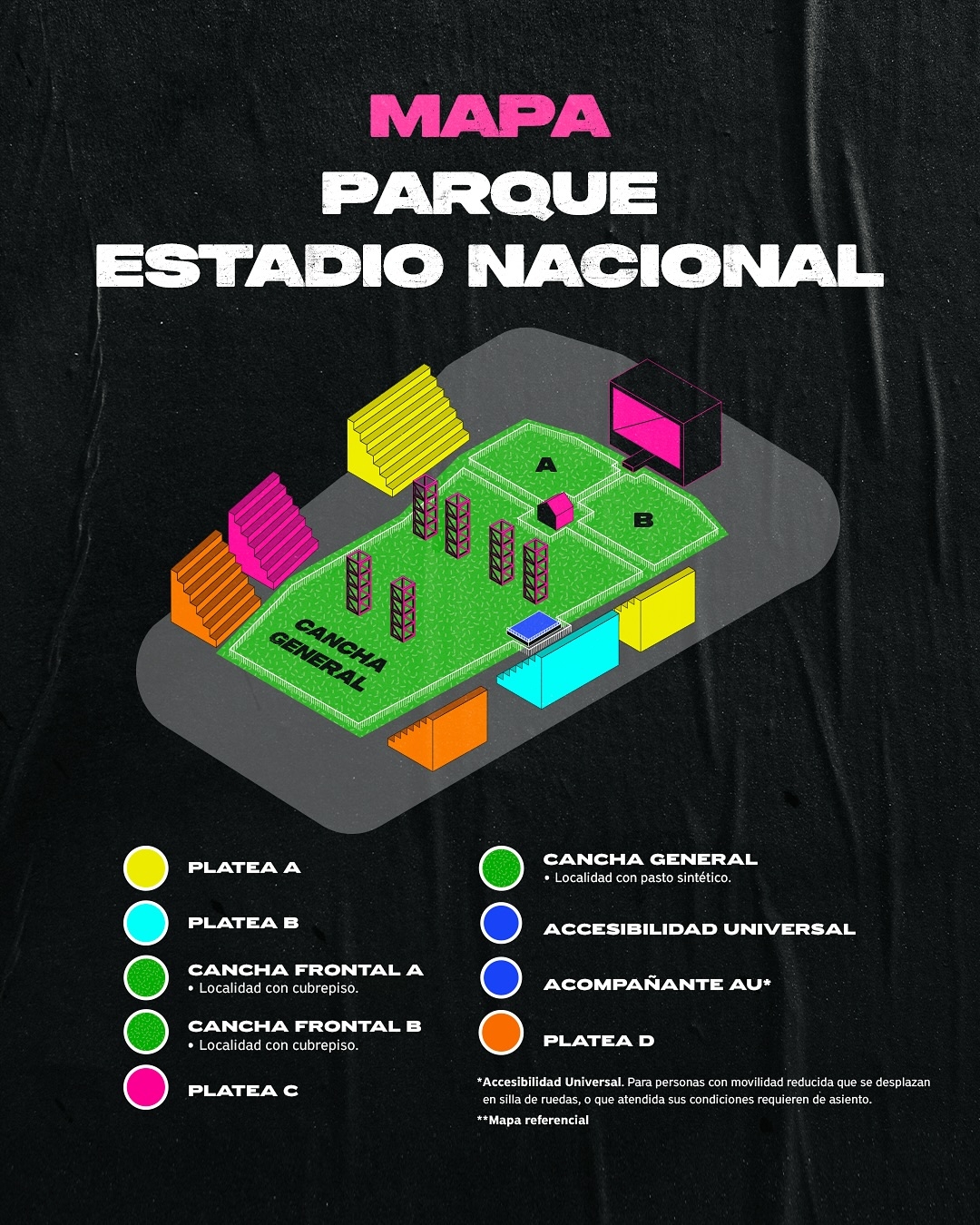 Mapa de localidades del Parque Estadio Nacional 