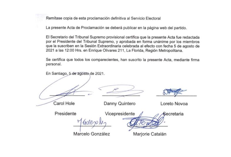 Acta de proclamación