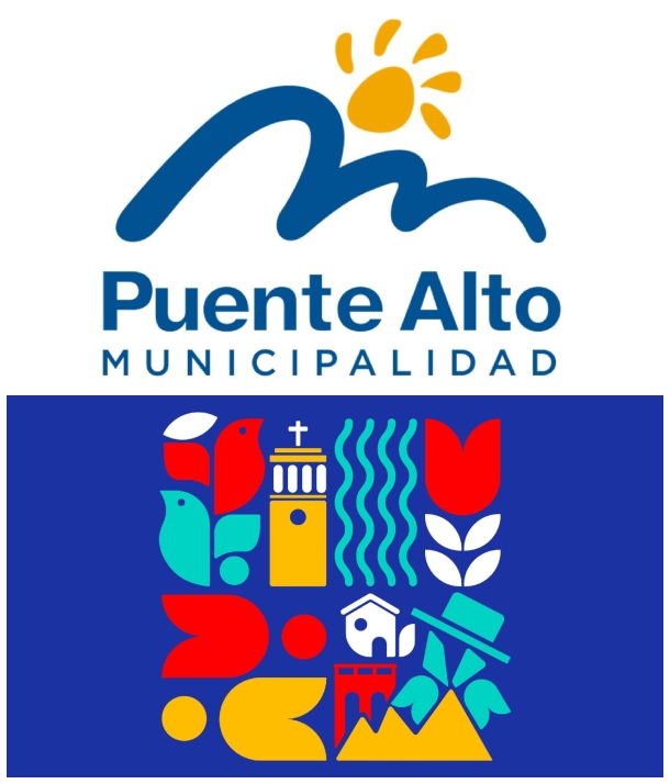 En la parte superior, el logo antiguo; en el lado inferior, la renovada imagen de Puente Alto (municipio)