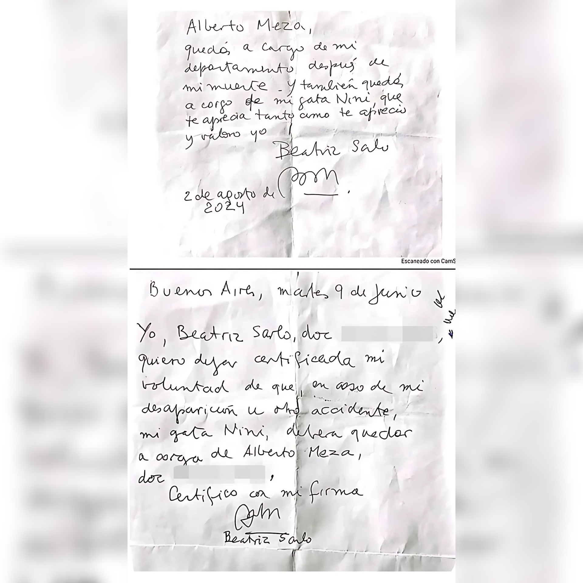 Las cartas que, supuestamente, escribió Beatriz Sarlo a favor de su conserje.