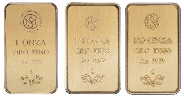 Así son las tres barras de oro que venderá Casa de Moneda en este nuevo proceso.