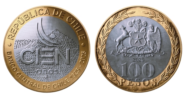 Así es la edición especial de la moneda de $100 (Banco Central de Chile)