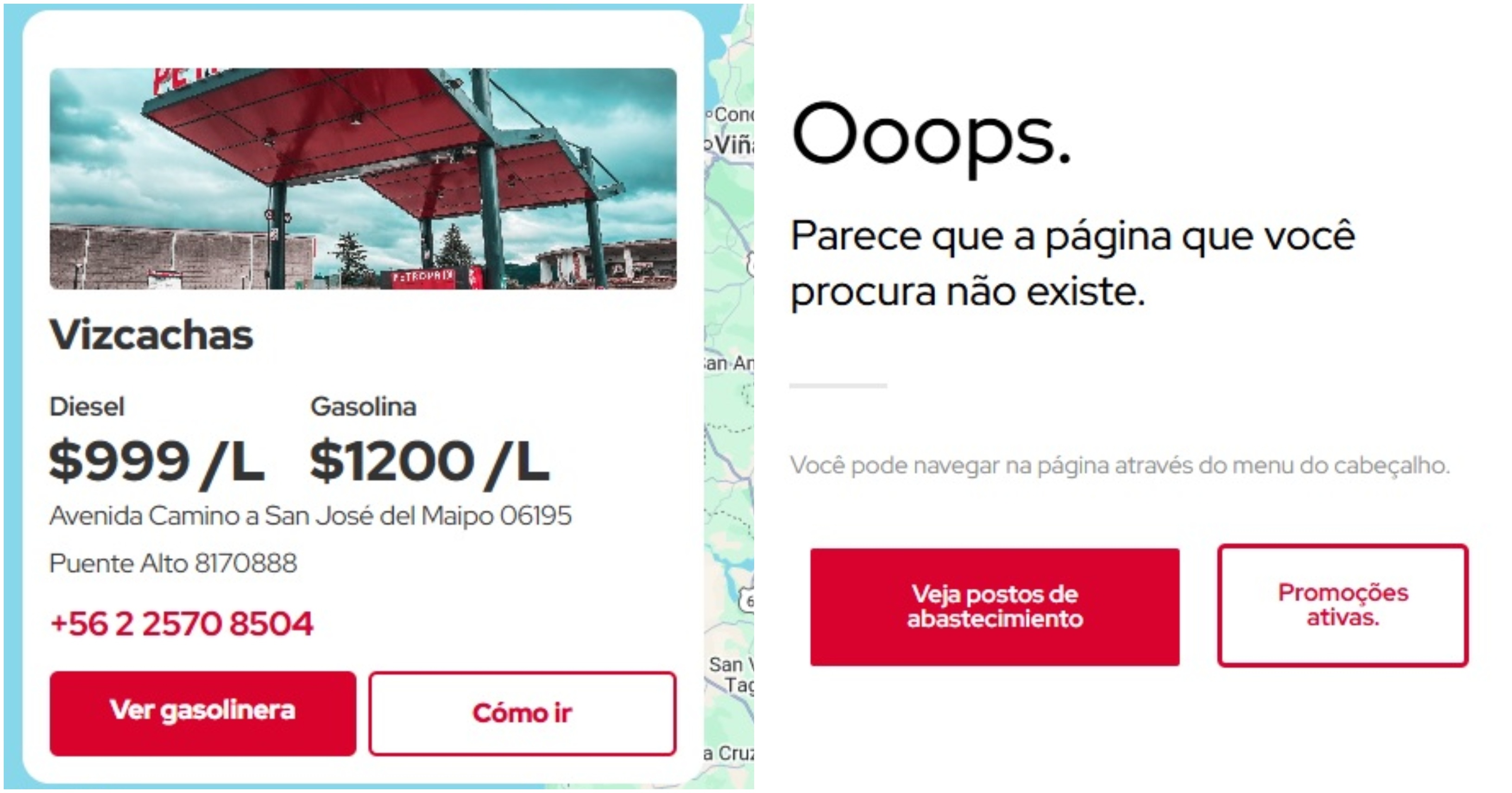 En la web de Petroprix Chile, al hacer clic en 