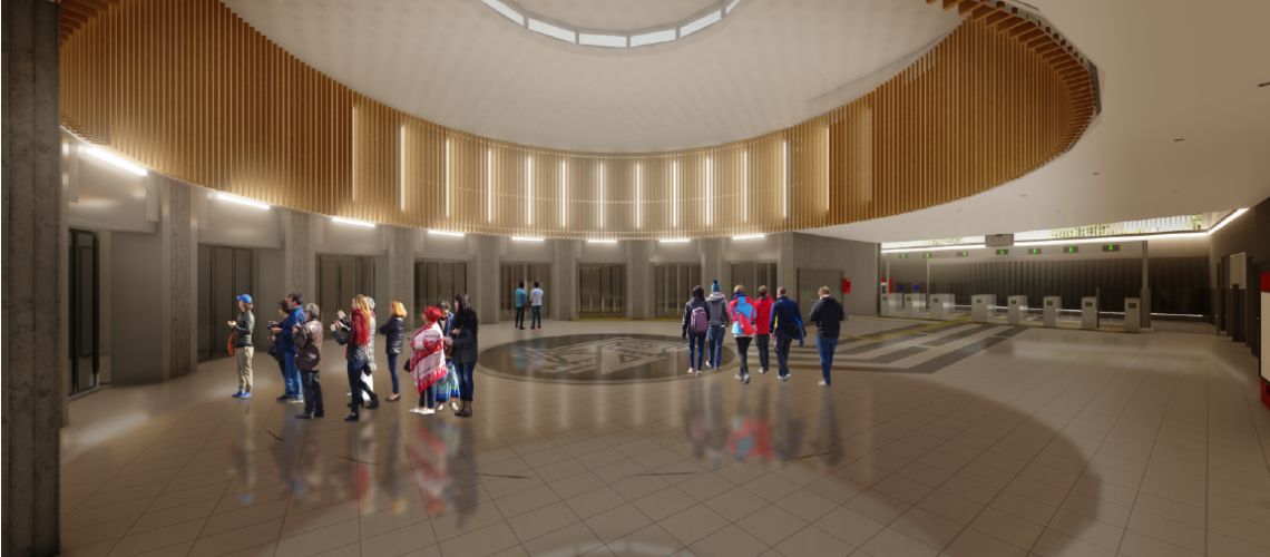 Así estarían ubicados los nueve ascensores que dispondrá una estación de Línea 7 (Metro de Santiago)