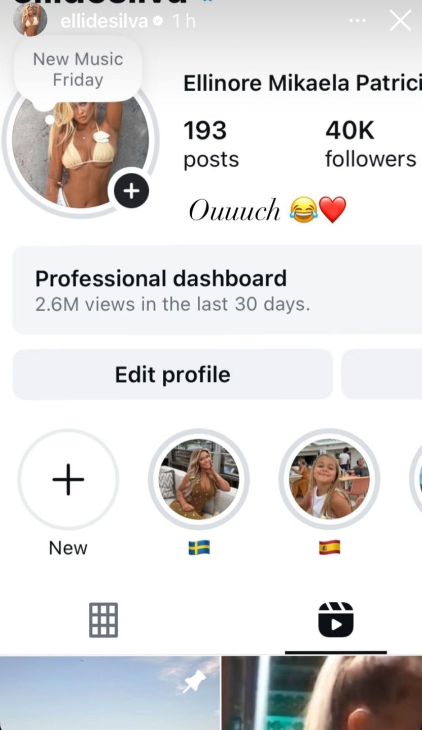 Historia de Ellinore presumiento las visitas de su perfil