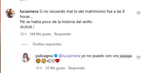 Mensaje de Lucas Mera en la publicación