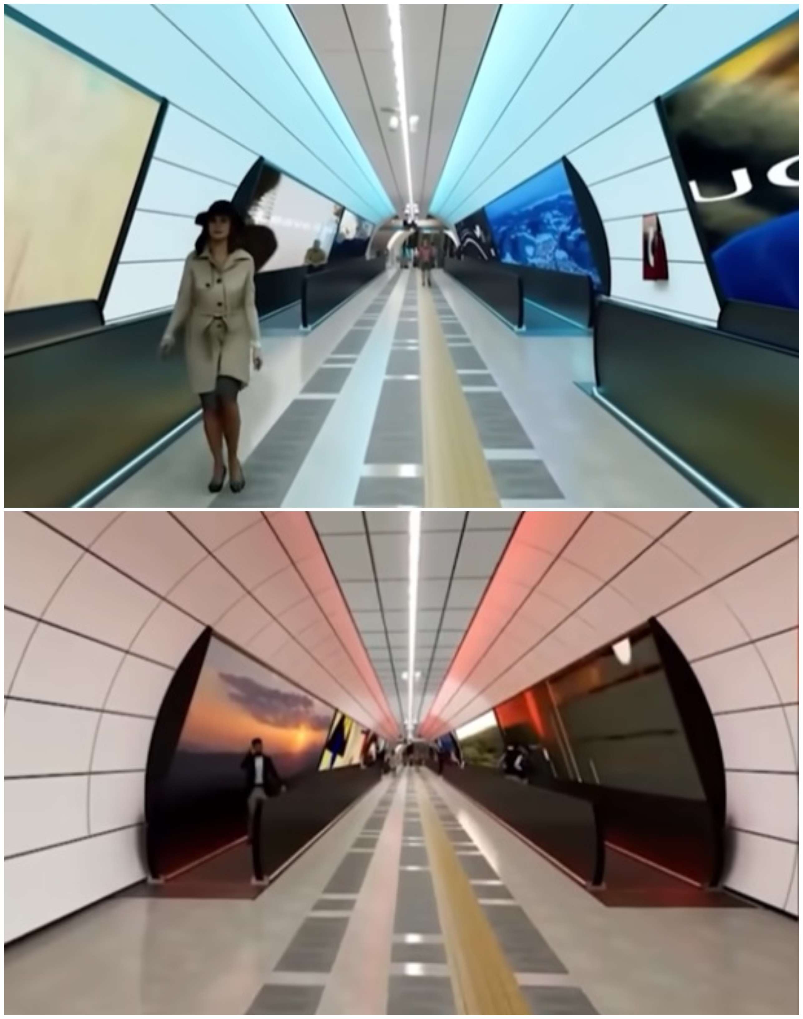 Así serán las cintas transportadoras de la estación Baquedano de la Línea 7 (Metro de Santiago)