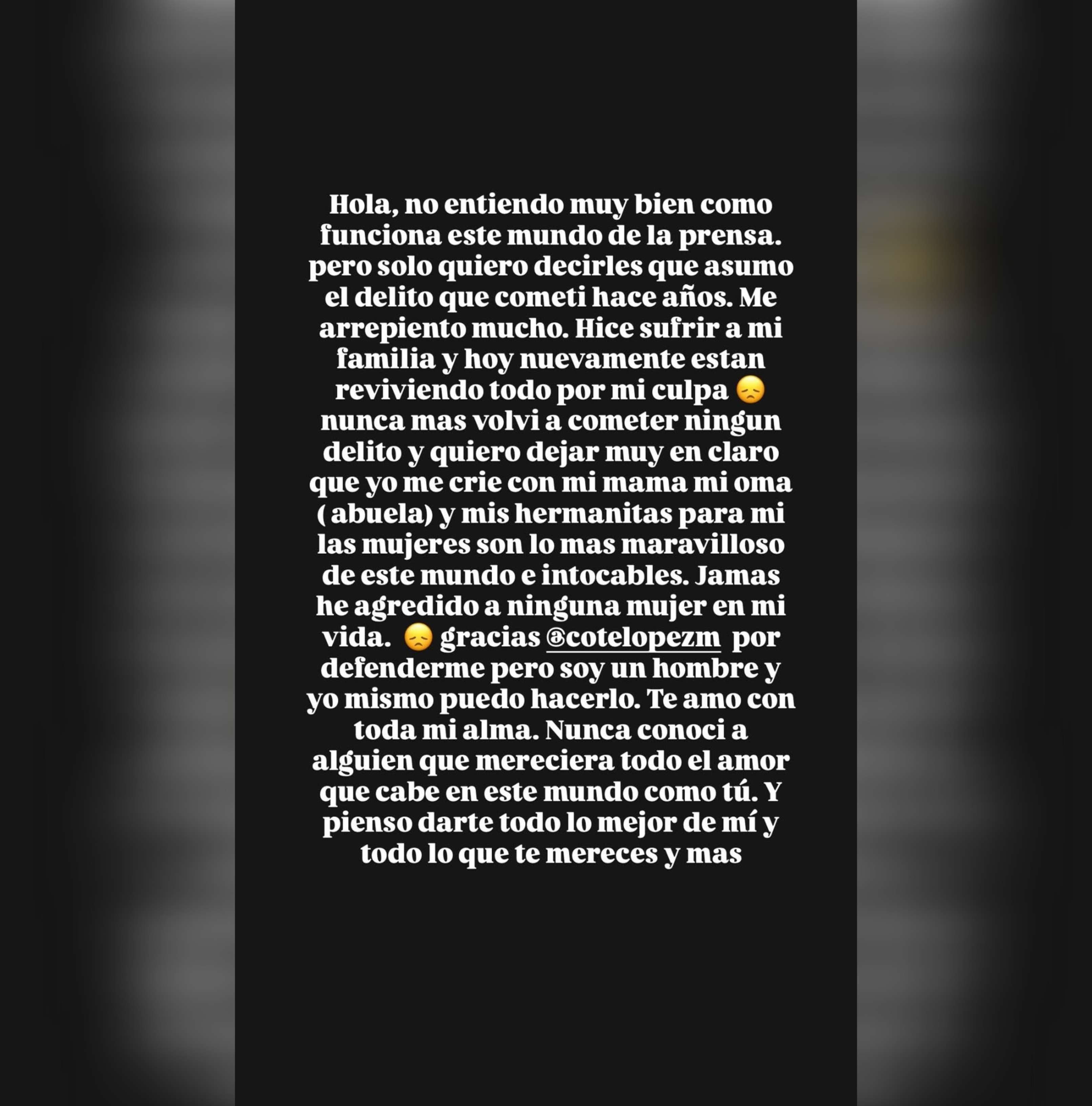 Historia de Instagram de Lucas Lama