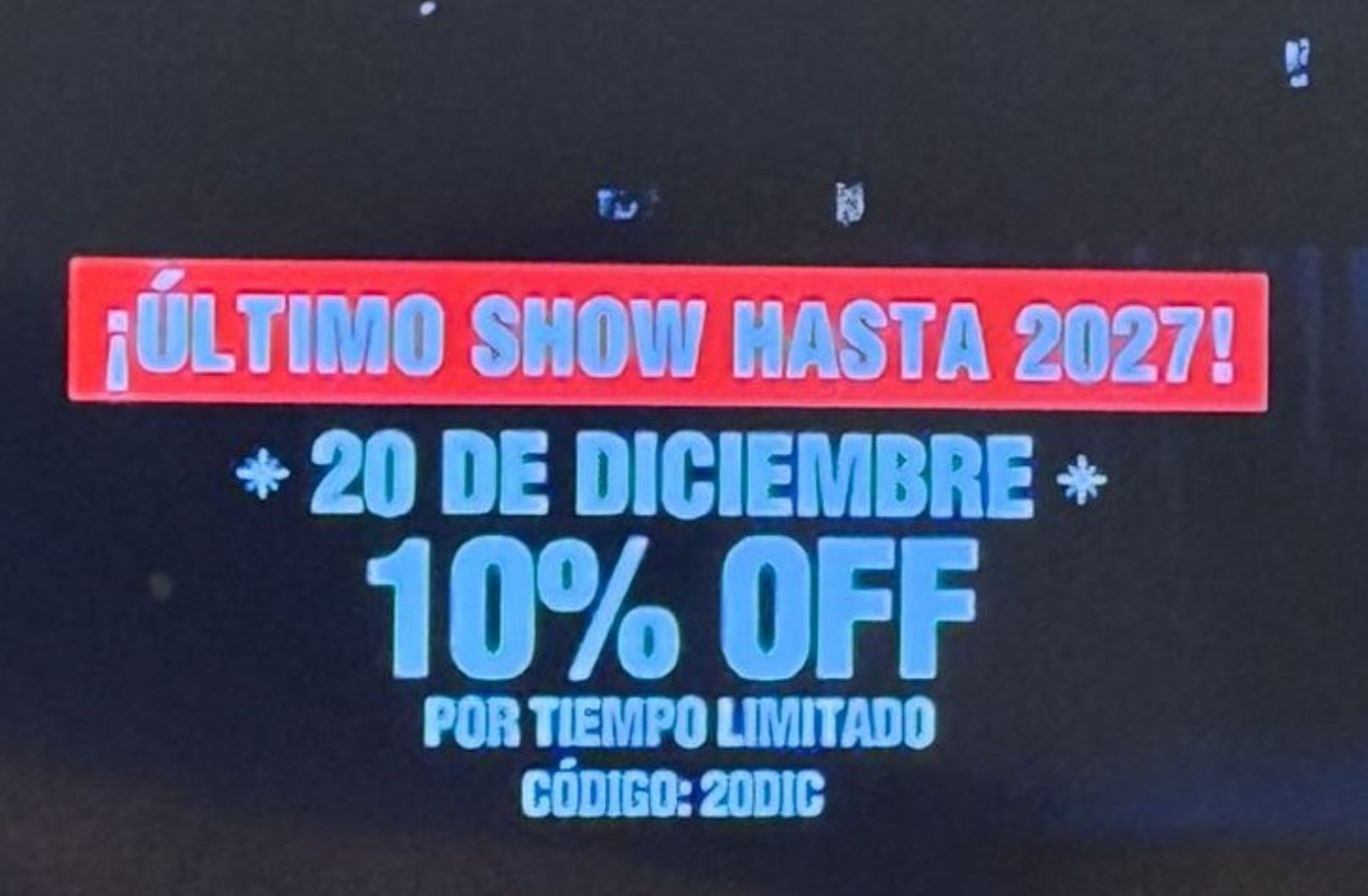 Aviso que salió en el show