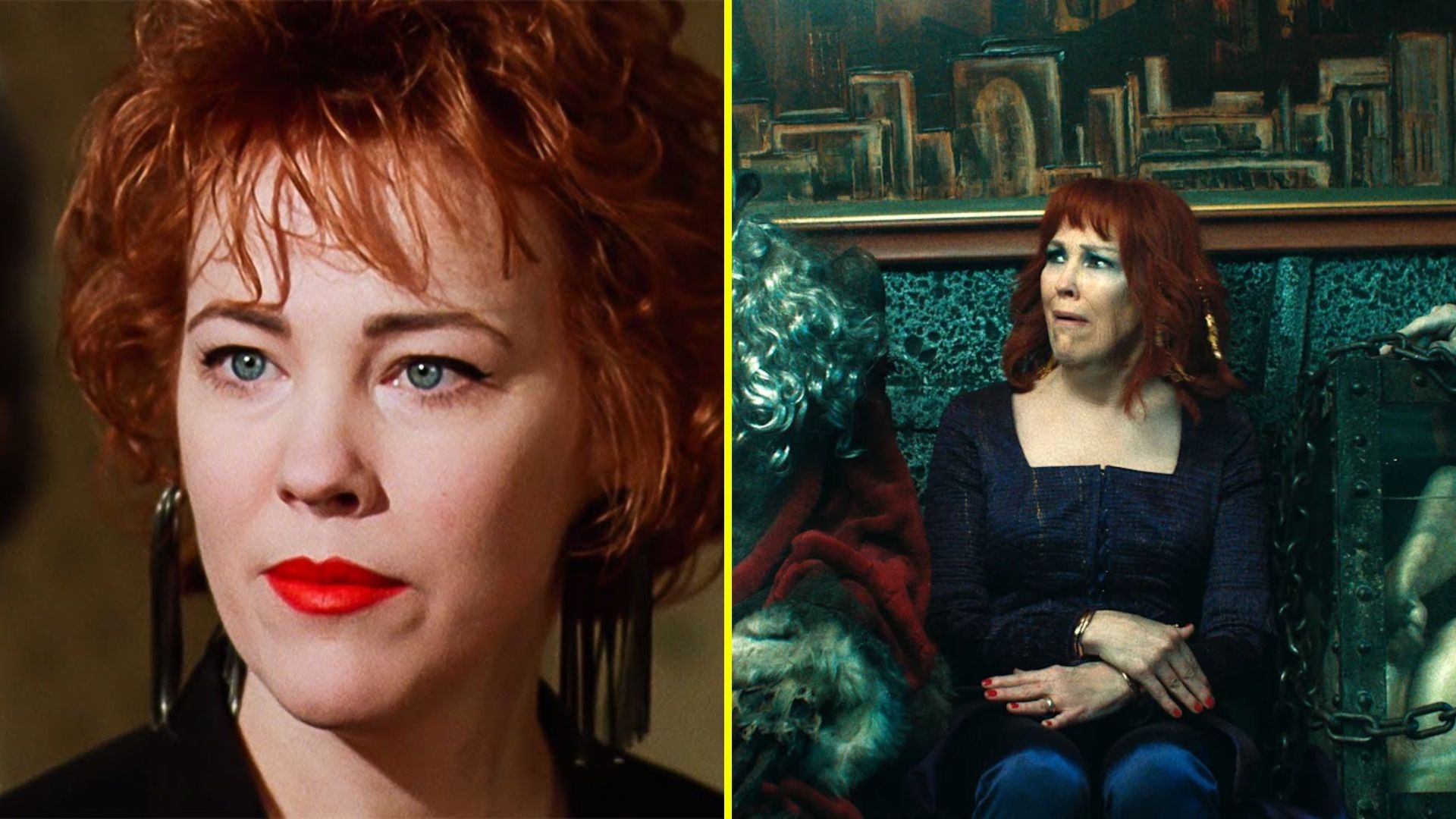 Catherine O'Hara en Beetlejuice (1988) y Beetlejuice 2 (2024).