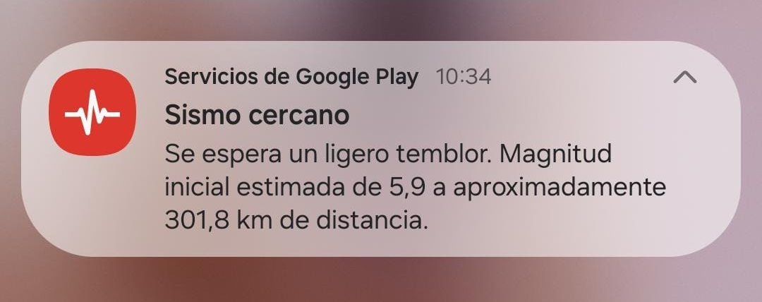 Alerta de Google recibida segundos antes del sismo 6,1 en Coquimbo.