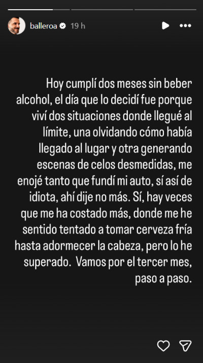 Historia de Instagram de @balleroa