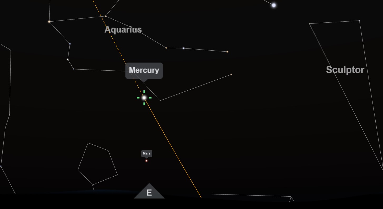 Simulación de Mercurio el viernes 3 de abril a las 07:05 desde Santiago | timeanddate.com