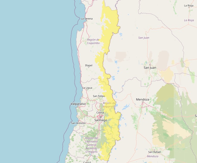 Zona afectada por el fenómeno resaltada en amarillo. | DMC