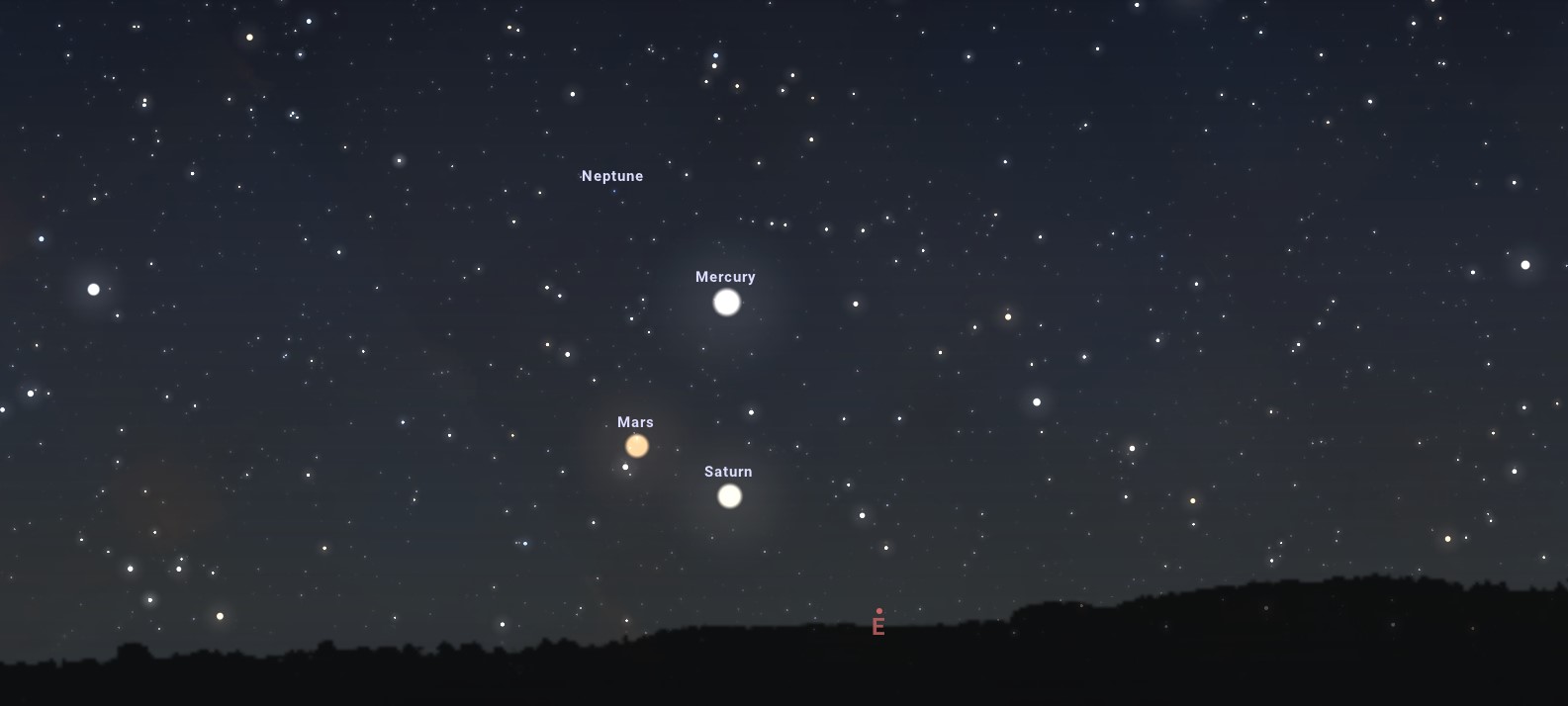 Alineación vista desde Santiago | Simulación de stellarium-web.org