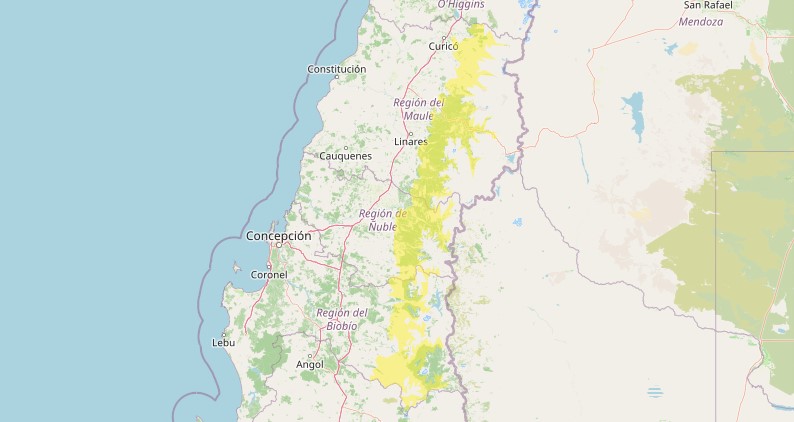 Zona bajo aviso resalta en amarillo | DMC